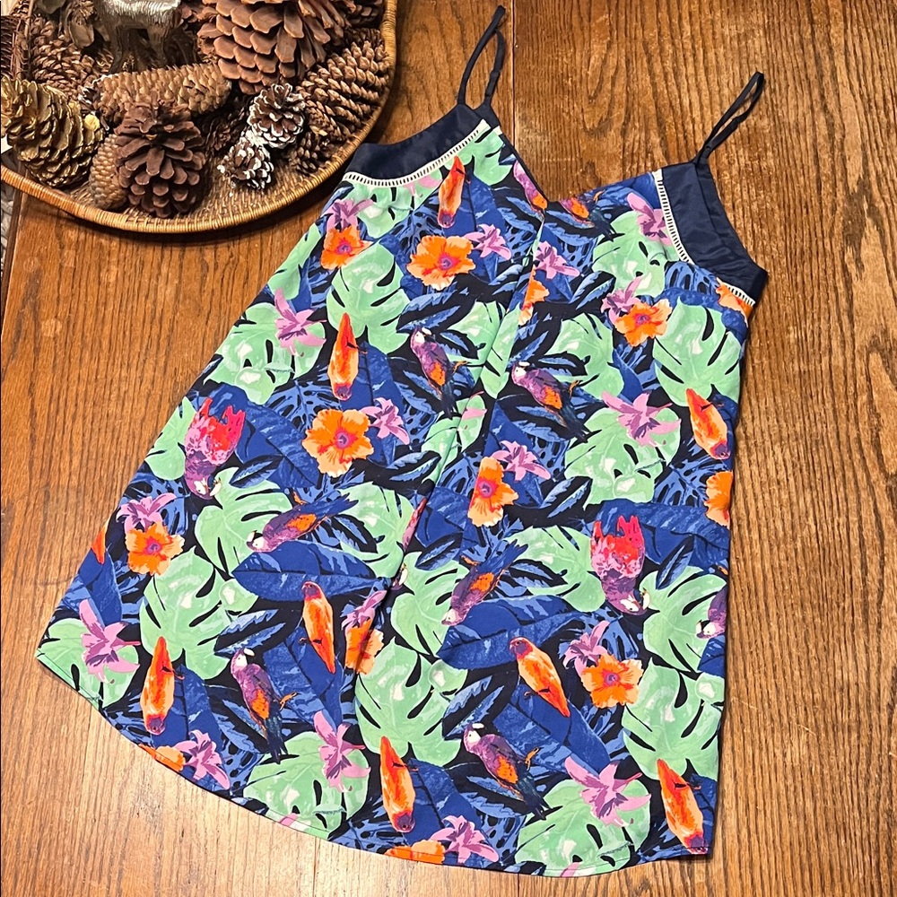 NWOT Acelyn Rae Tropical Hawaiian Parrot Chiffon Slip Dress